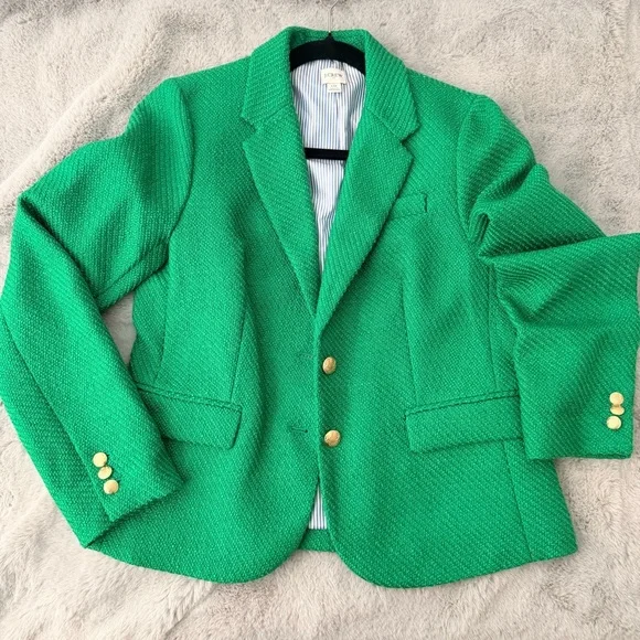 J.Crew Factory Schoolboy Blazer in Textured Green Tweed size 10 - Picture 3 of 11